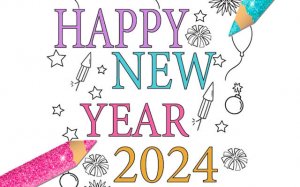 Happy New Year 2024 Coloring Game - Free Digital Coloring Book