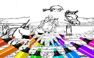 Kid Jumping On Trampoline Coloring Game